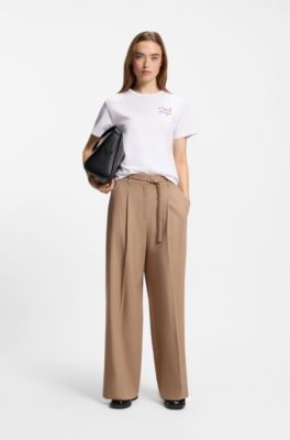 Cotton-jersey T-shirt with floral artwork, White