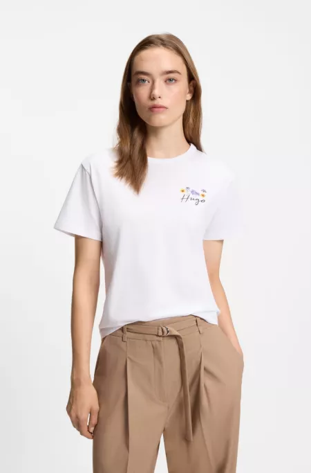 T-shirt en jersey de coton à fleurs