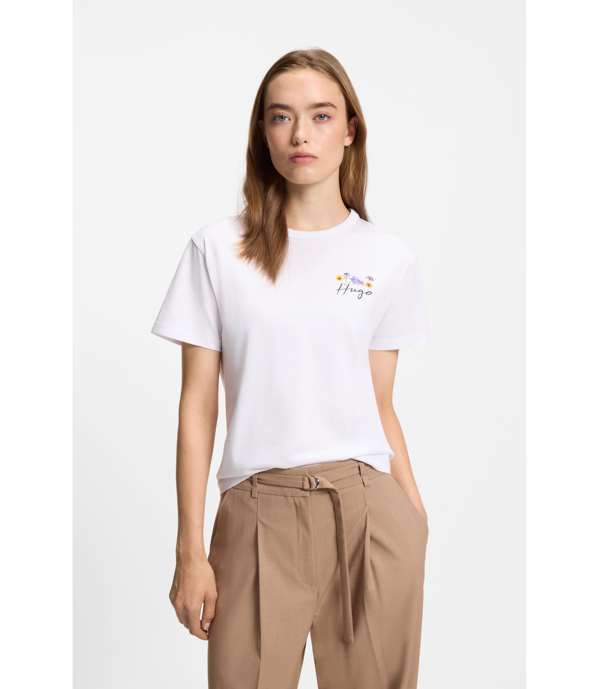 T-Shirt aus Baumwoll-Jersey mit Blumen-Artwork