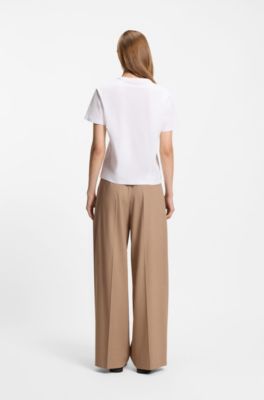 Cotton-jersey T-shirt with floral artwork, White