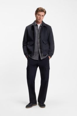 BECKHAM x BOSS zip jacket in wool and cashmere, Dark Blue