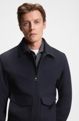 BECKHAM x BOSS zip jacket in wool and cashmere, Dark Blue