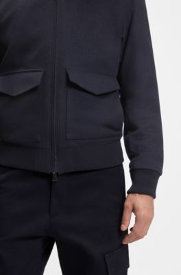 BECKHAM x BOSS zip jacket in wool and cashmere, Dark Blue