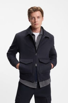 BECKHAM x BOSS zip jacket in wool and cashmere, Dark Blue