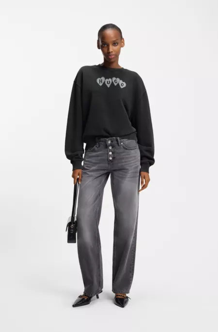 Cotton-terry sweatshirt with heart logo