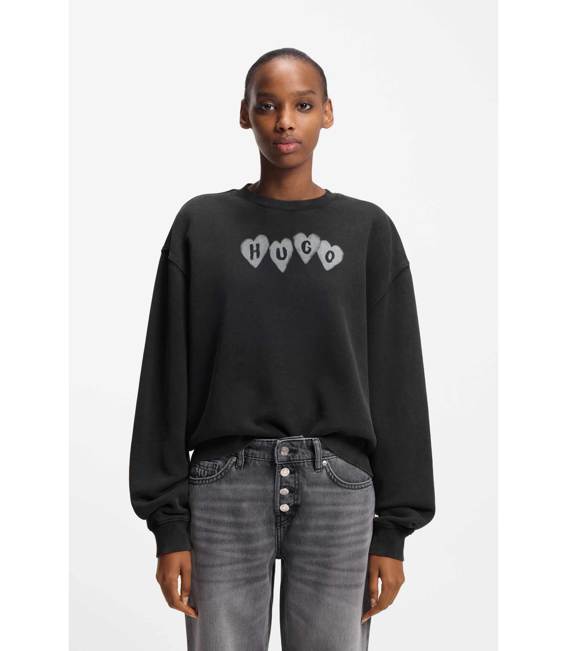 Sweatshirt aus Baumwoll-Terry mit Herz-Logo