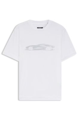BOSS x ASTON MARTIN mercerised-cotton T-shirt with car artwork, White
