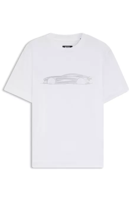 BOSS x ASTON MARTIN mercerised-cotton T-shirt with car artwork