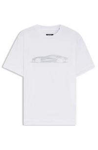 BOSS x ASTON MARTIN mercerised-cotton T-shirt with car artwork, White