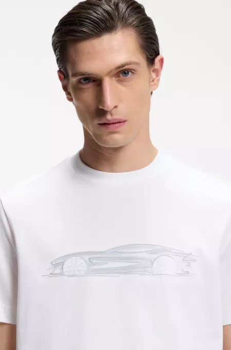 BOSS x ASTON MARTIN mercerised-cotton T-shirt with car artwork