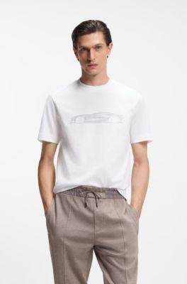 BOSS x ASTON MARTIN mercerised-cotton T-shirt with car artwork, White