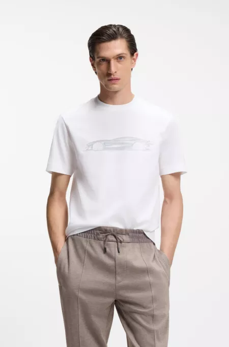 BOSS x ASTON MARTIN mercerised-cotton T-shirt with car artwork