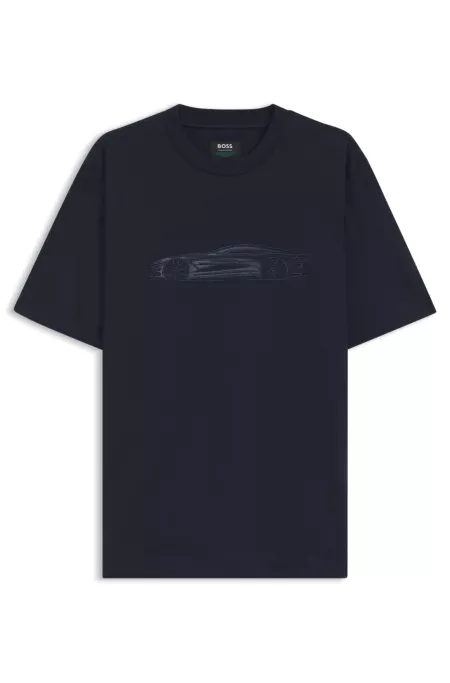 BOSS x ASTON MARTIN mercerised-cotton T-shirt with car artwork