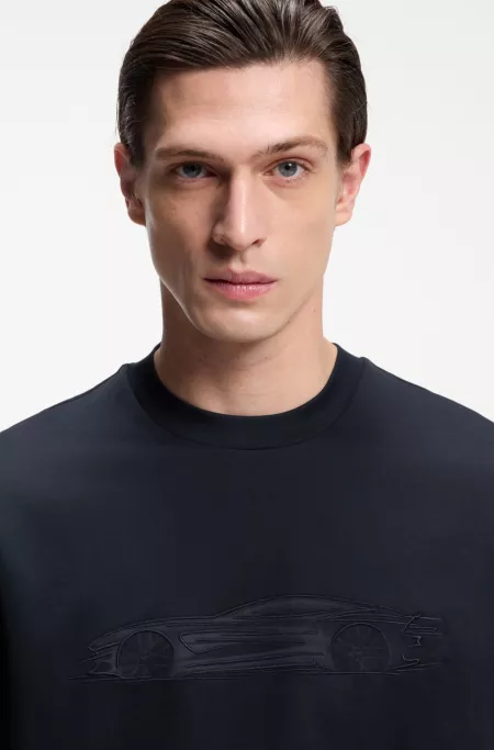 BOSS x ASTON MARTIN mercerised-cotton T-shirt with car artwork