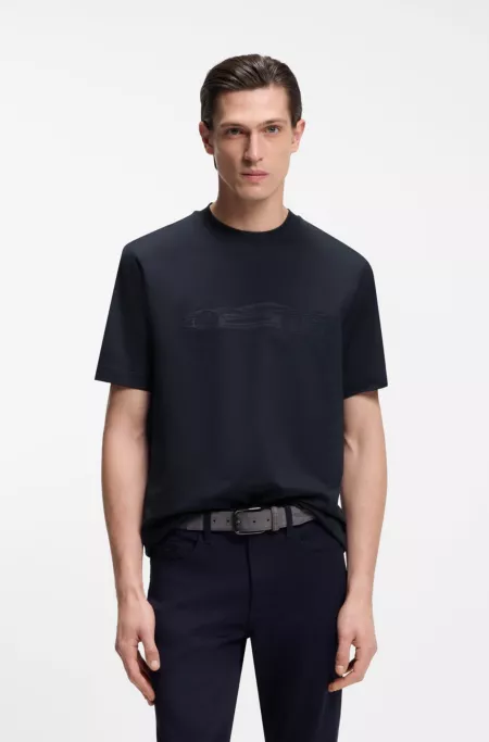 BOSS x ASTON MARTIN mercerised-cotton T-shirt with car artwork