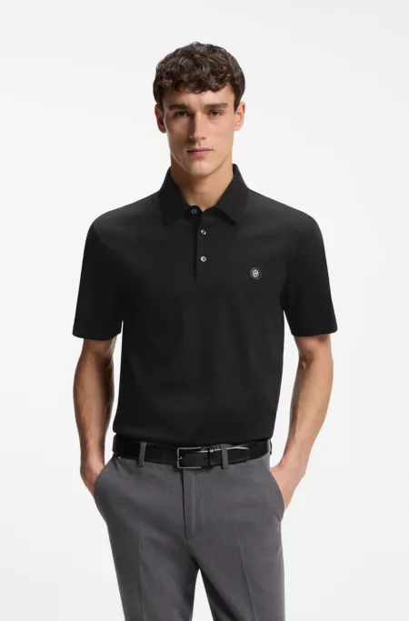 Mercerised-cotton polo shirt with Double B monogram
