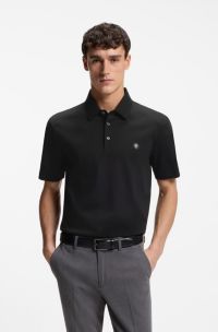 Poloshirt aus merzerisierter Baumwolle mit Double-B-Monogramm, Schwarz