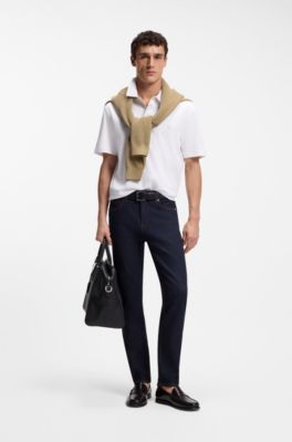 Polo shirt in mercerised cotton with Double B monogram, White