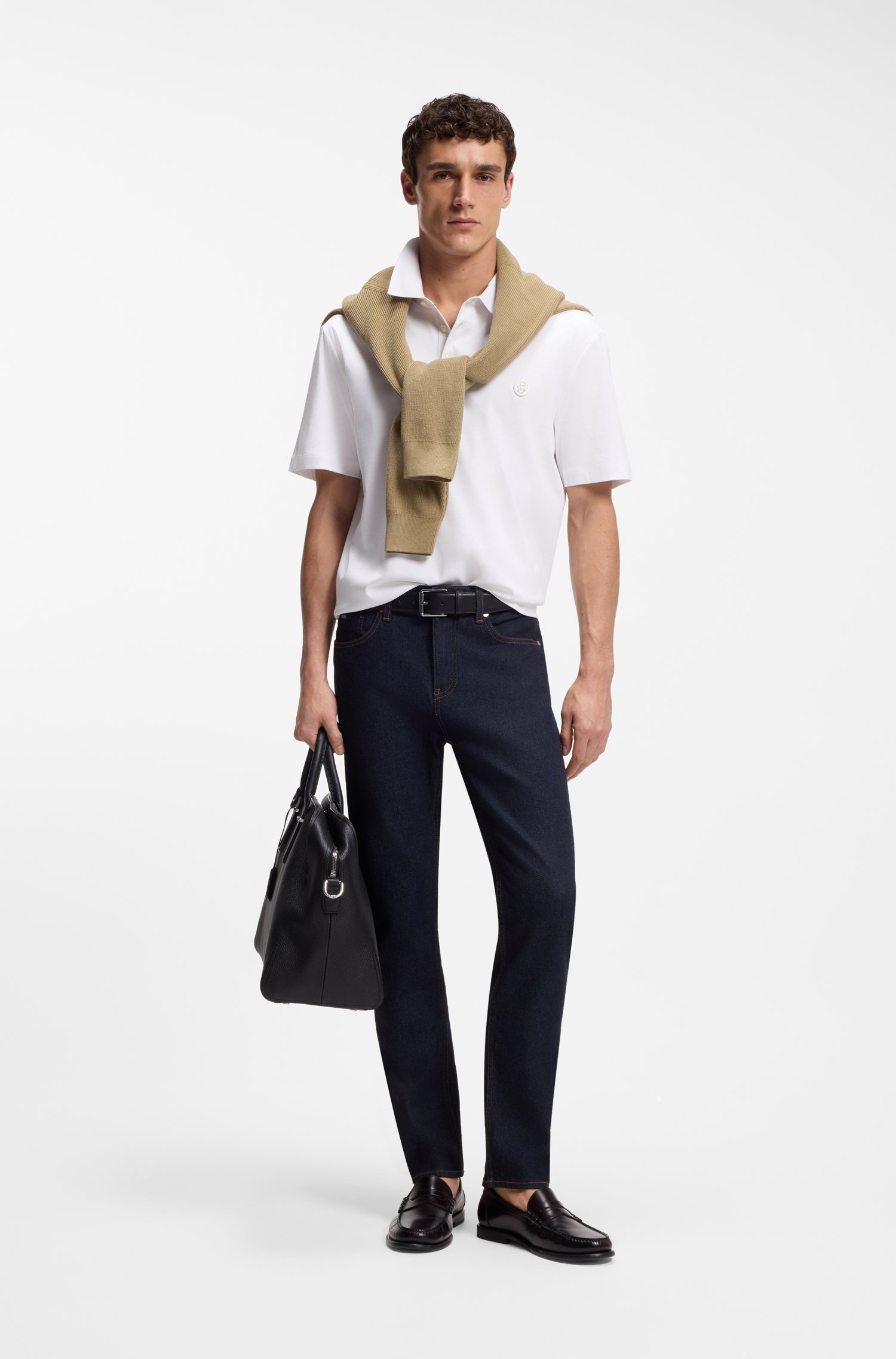 Boss Polo shirt in mercerised cotton with Double B monogram pikéer herr – bild 2