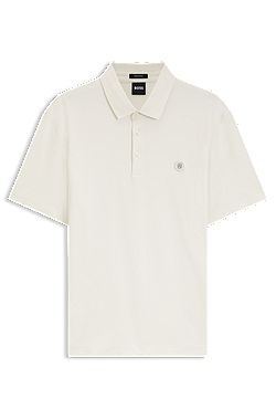 Cotton polo shirt with tonal logo badge