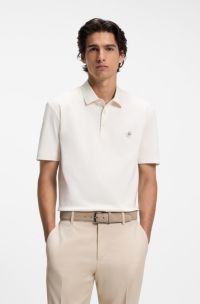 Polo van gemerceriseerde katoen met Double B-monogram, Naturel