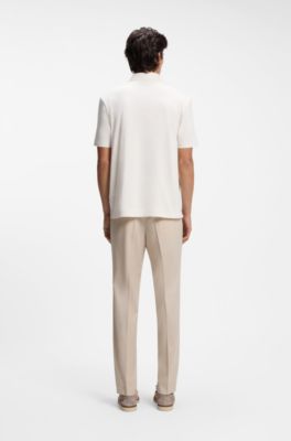 Mercerised-cotton polo shirt with Double B monogram, Natural