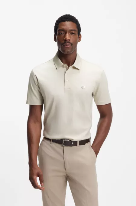 Mercerised-cotton polo shirt with Double B monogram