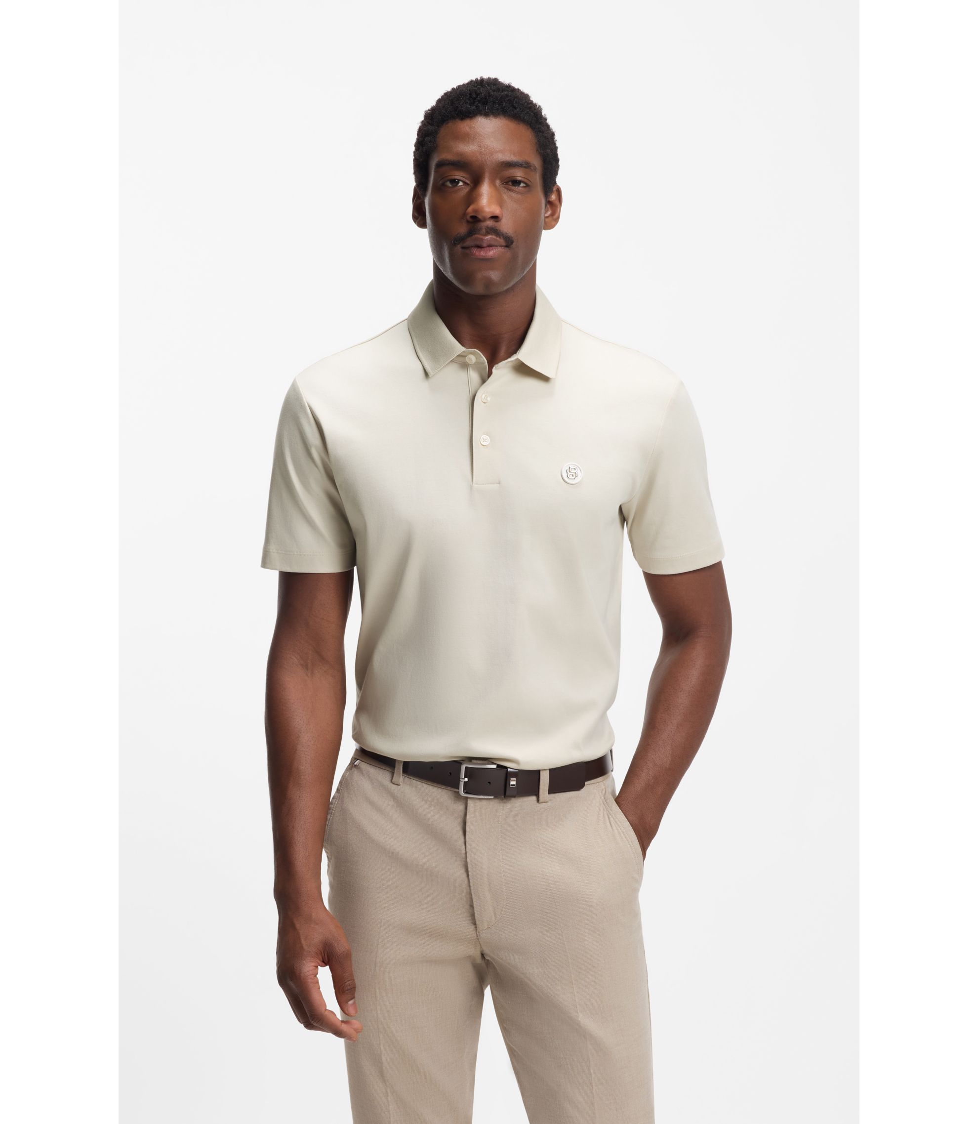 Poloshirt aus merzerisierter Baumwolle mit Double-B-Monogramm