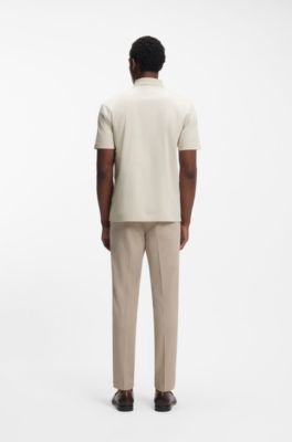 Mercerised-cotton polo shirt with Double B monogram, Natural