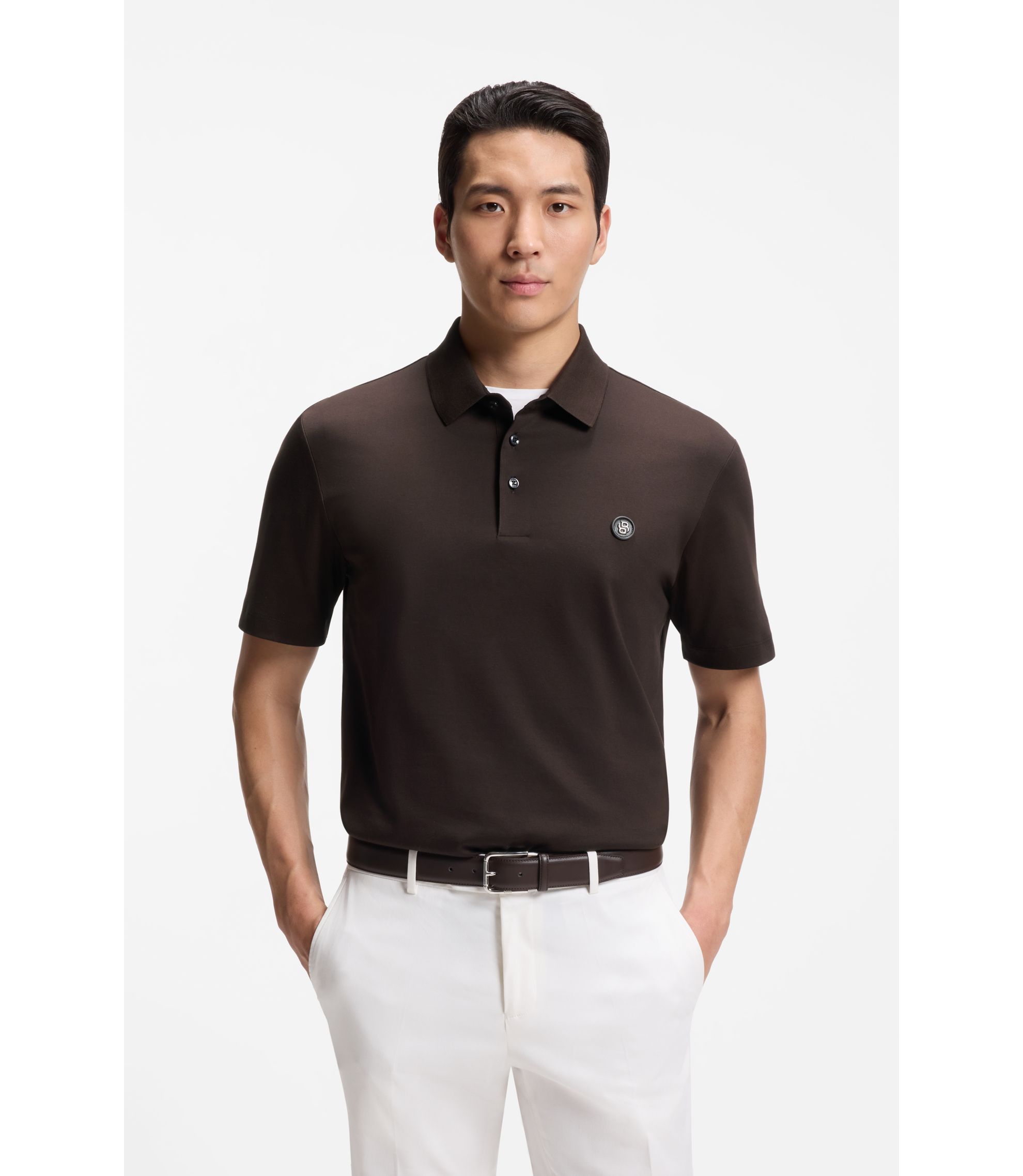 Poloshirt aus merzerisierter Baumwolle mit Double-B-Monogramm