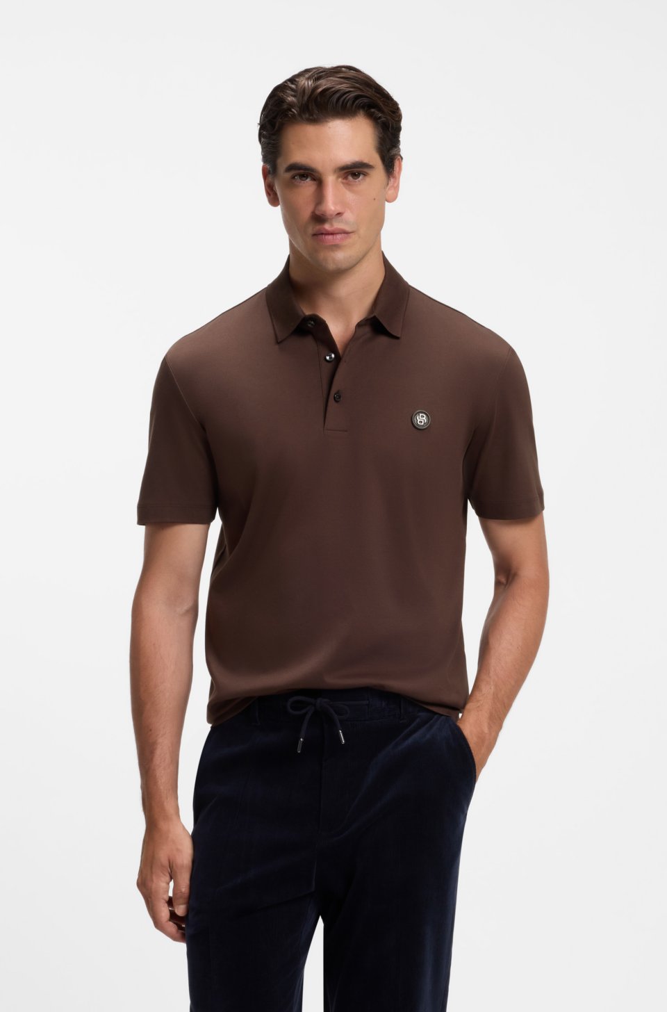 Polo shirt in mercerised cotton with Double B monogram