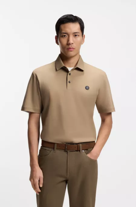 Mercerised-cotton polo shirt with Double B monogram