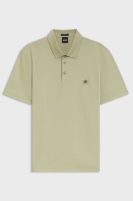 Polo shirt in mercerised cotton with Double B monogram, Light Green