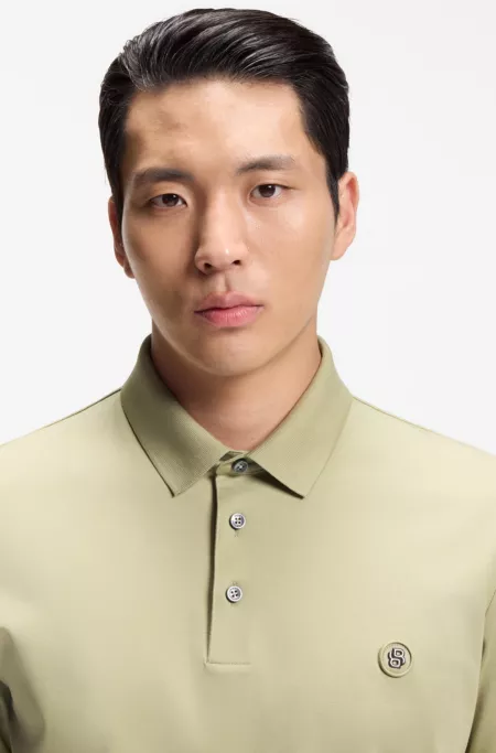Mercerised-cotton polo shirt with Double B monogram