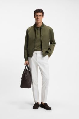 Polo shirt in mercerised cotton with Double B monogram, Olive
