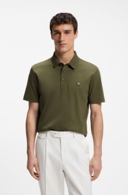 Polo van gemerceriseerde katoen met Double B-monogram, Olijf
