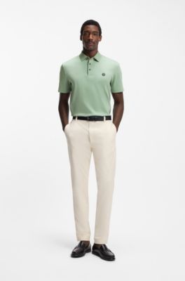 Poloshirt aus merzerisierter Baumwolle mit Double-B-Monogramm, Hellgr&uuml;n