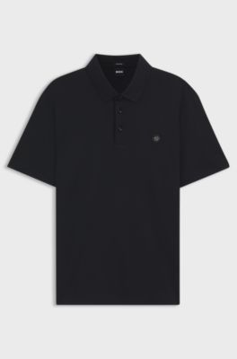 Poloshirt aus merzerisierter Baumwolle mit Double-B-Monogramm, Dunkelblau