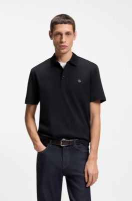 Poloshirt aus merzerisierter Baumwolle mit Double-B-Monogramm, Dunkelblau