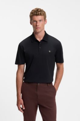 Poloshirt aus merzerisierter Baumwolle mit Double-B-Monogramm, Dunkelblau