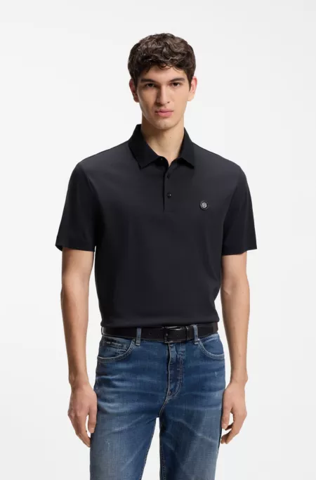 Mercerised-cotton polo shirt with Double B monogram