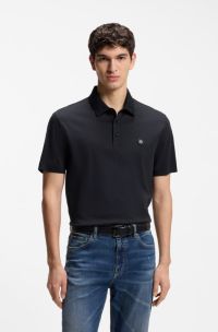 Poloshirt aus merzerisierter Baumwolle mit Double-B-Monogramm, Dunkelblau