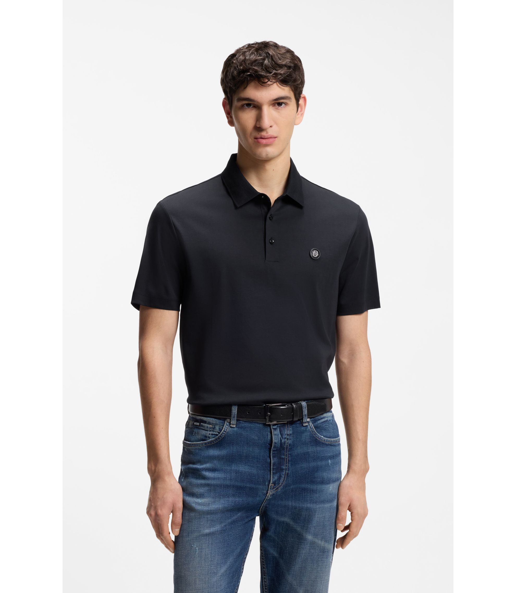 Poloshirt aus merzerisierter Baumwolle mit Double-B-Monogramm