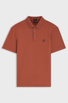 Polo shirt in mercerised cotton with Double B monogram, Orange