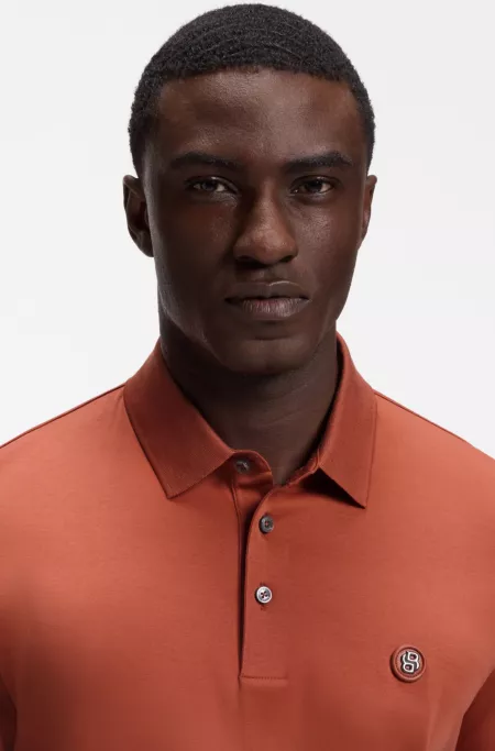 Polo shirt in mercerised cotton with Double B monogram