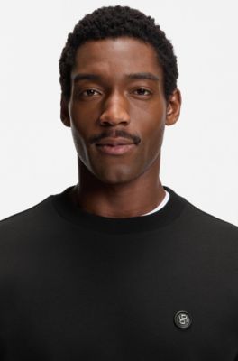 Cotton-blend sweatshirt with Double B monogram, Black