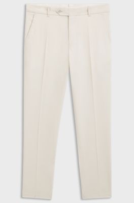 Pantaloni con fit affusolato in tessuto elasticizzato lavabile in lavatrice, Bianco