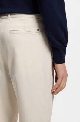 Tapered-fit trousers in washable stretch fabric, Natural