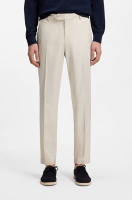 Tapered-fit trousers in washable stretch fabric, Natural