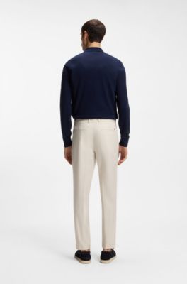 Pantaloni con fit affusolato in tessuto elasticizzato lavabile in lavatrice, Bianco